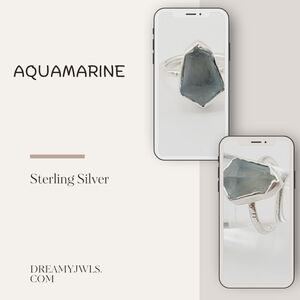 AQUAMARINE STONE RING HANDMADE IN STERLING SILVER METAL SIZE 7